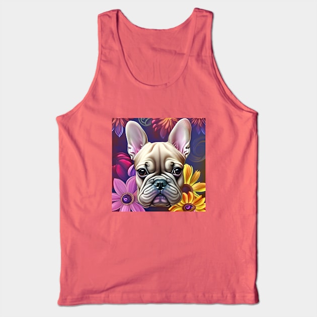 Beautiful Frenchie Flower Tank Top by AnnieDreams